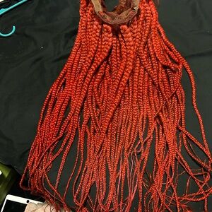Vibrant Red Braided Wig
